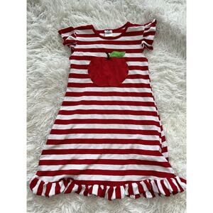 UB Girls Sz. 3XL Red Striped Apple Design Dress. Adorable, Fun
